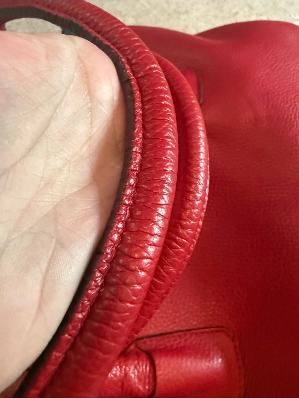 Furla Red Leather Tote with Gold Accent